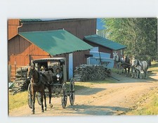 Postcard Young boys on an early morning ride Ohios Amish Country Ohio USA