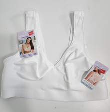 Hanes Smooth Comfort Wireless Seamless Pullover Bralette Wide Strap White L