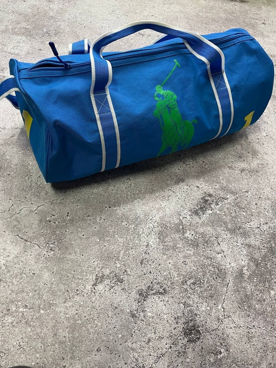 関税込【Polo Golf】Big Pony & Logo Golf Duffle Vintage Ralph Lauren Big Pony Duffle Bag Blue Green Polo
