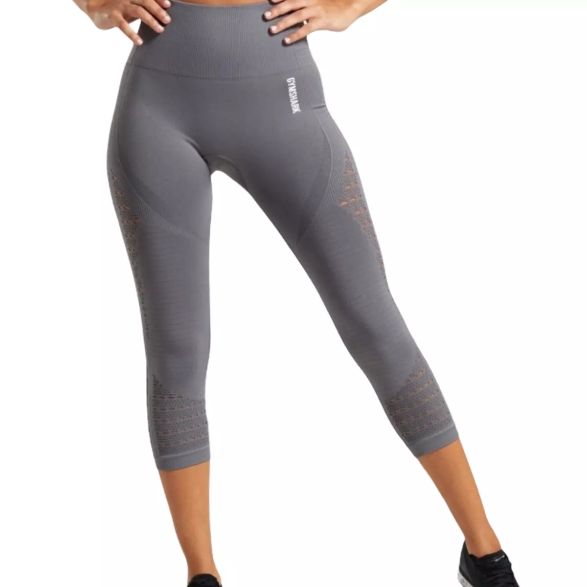 Gym Shark Women Gray XS Energy Seamless Cropped Active Leggings Yoga