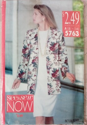 BUTTERICK 5763 See Sew Pattern VTG 90s UNCUT Petite Jacket Dress 6 8 10 12 14 A