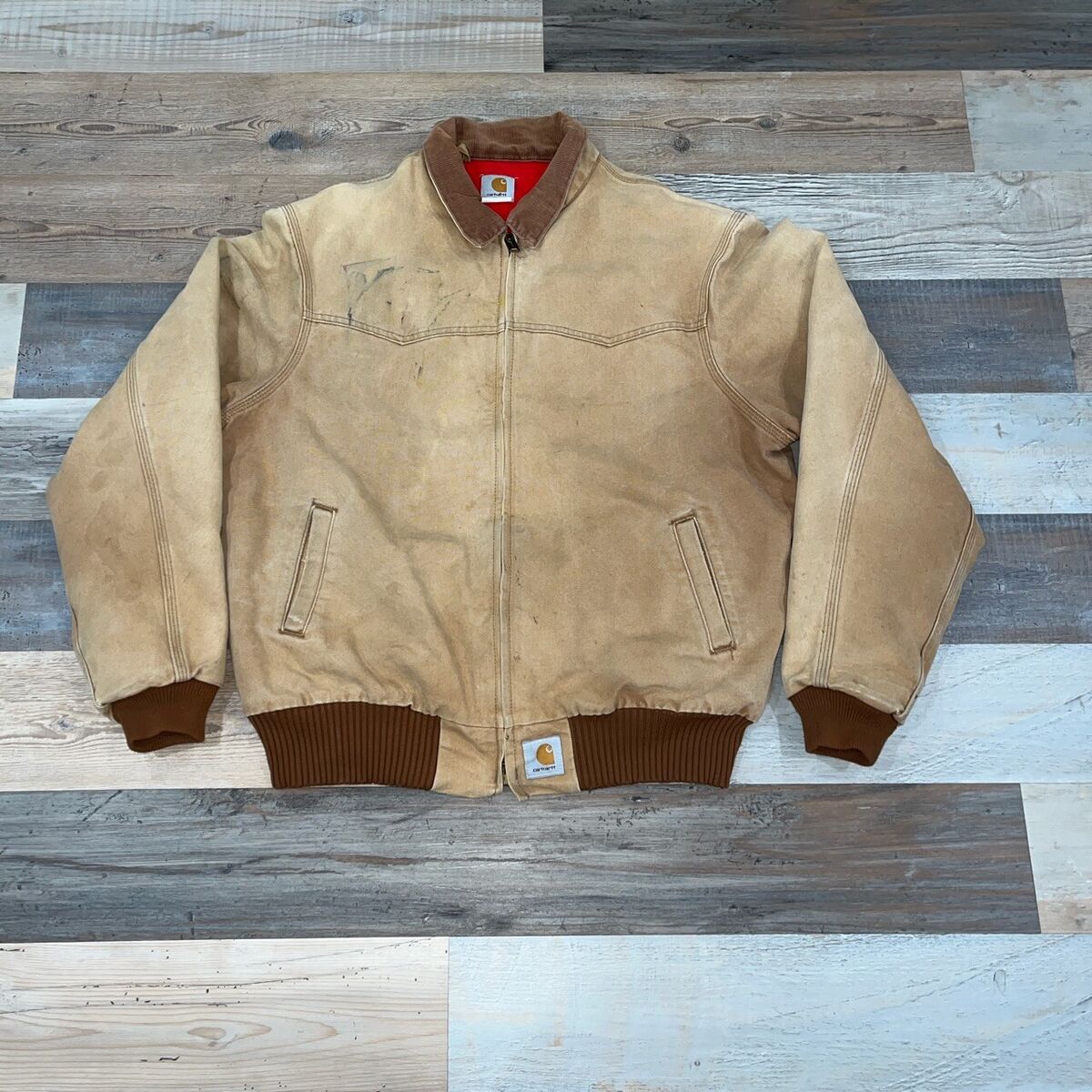 Vintage Carhartt Santa Fe Classic Duck Red Quilt Lined J13 Vintage Carhartt Santa Fe Classic Duck Red Quilt Lined J13