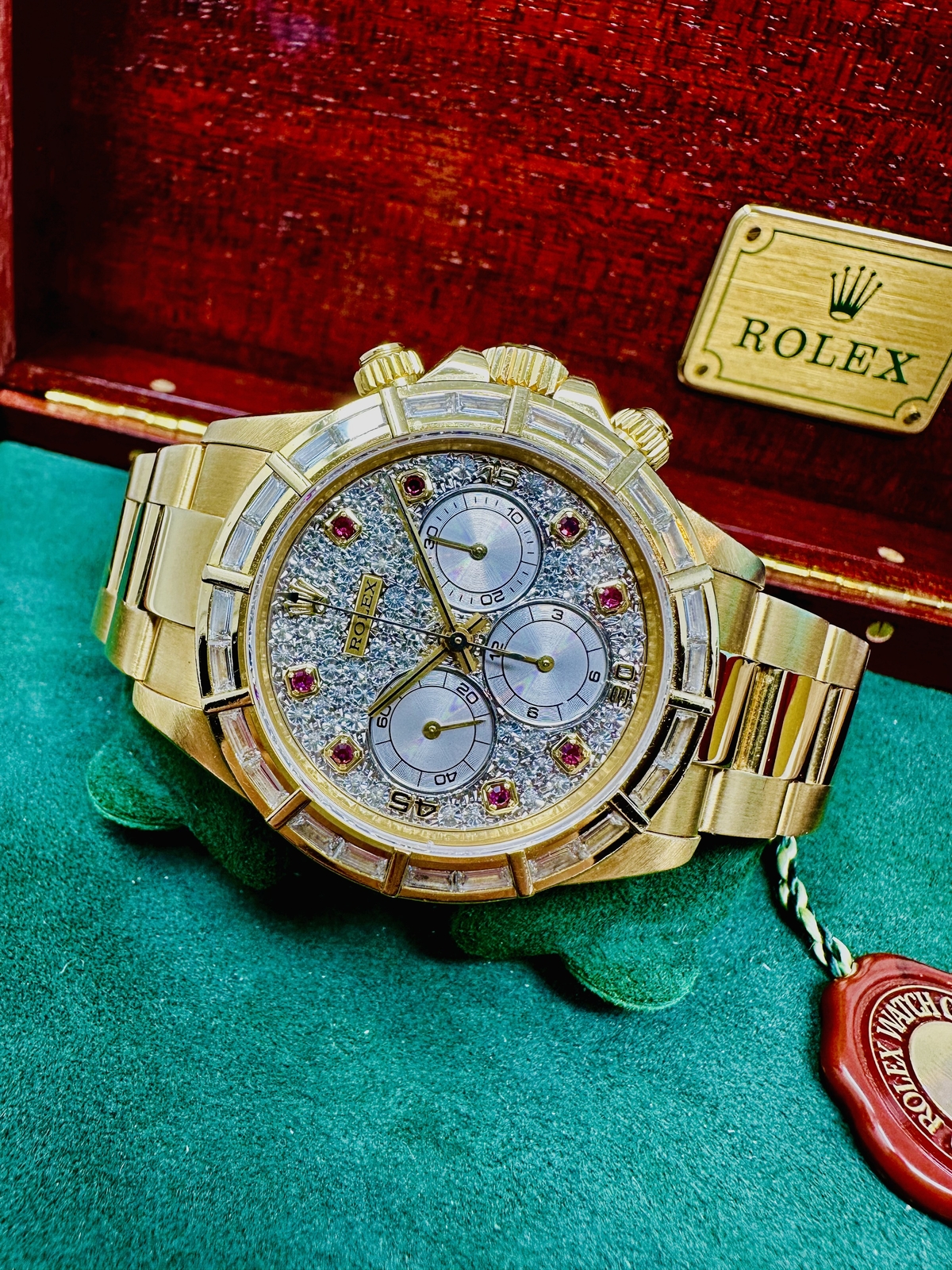 Rolex Daytona 16568 Zenith Movement Ruby Diamond Baguette Bezel Very Rare image 8