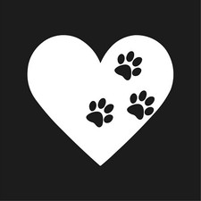 Pet Paw Heart Shape Vinyl Decal Love symbol Sticker