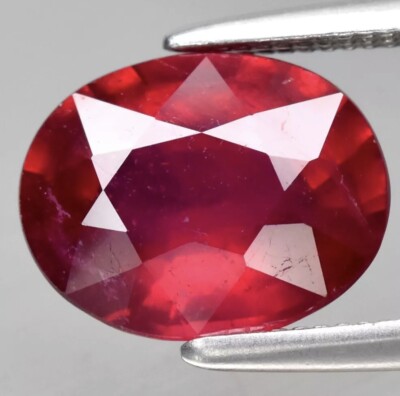 2,24ct 8,8x7mm oval lila rot Rubin Edelstein beheizt