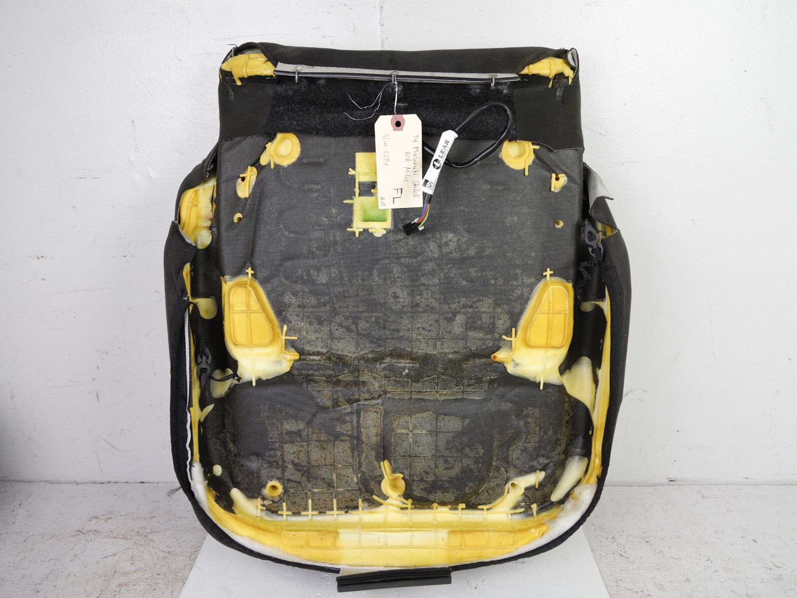 14-17 MASERATI GHIBLI FRONT LEFT SEAT BOTTOM LEATHER CUSHION WIRING BLACK 60K 