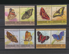 Union Island Butterflies  Scott # 194-197 Mint NH Complete set of 8  (4pairs)