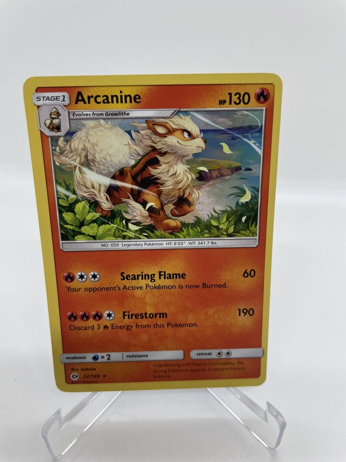 Pokemon Arcanine - 22/149 - Holo Rare Sun & Moon Base Set