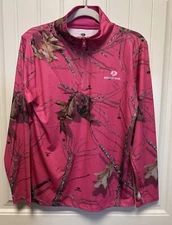 Mossy Oak Women’s SZ M Pink Camo Quarter Zip Camping Hunting Active Sport NWT