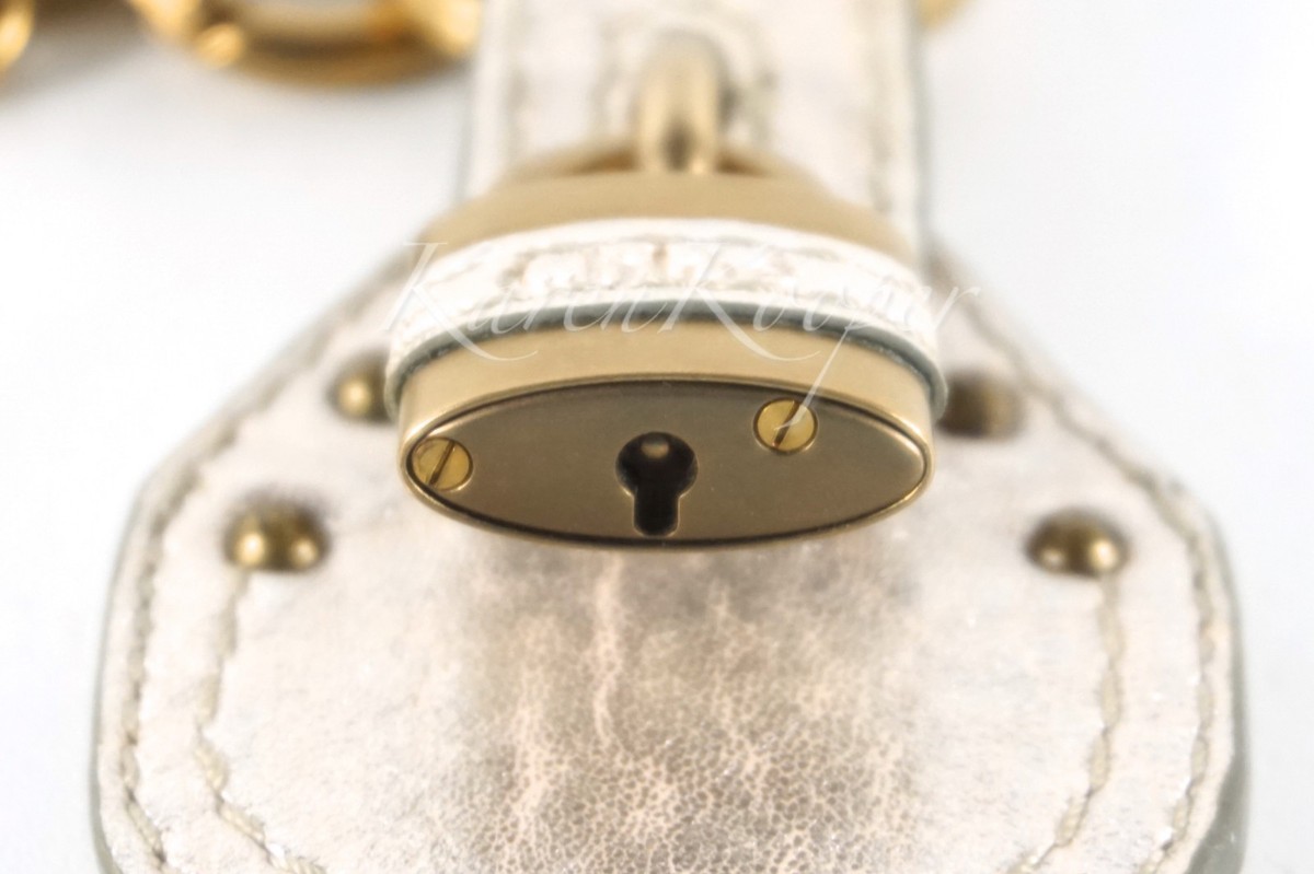 AUTHENTIC NEW CHLOE PADDINGTON BAG CHARM BEIGE METALLIC