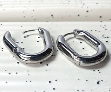 PAIR Rounded Rectangle Hinged Hoop Earrings 316L Stainless Steel 18g Hinge