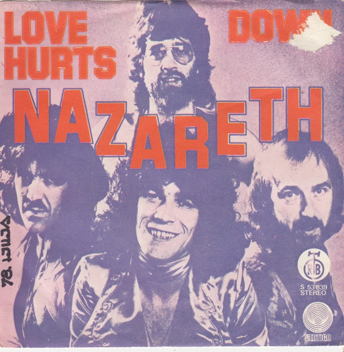 NAZARETH LOVE HURTS UNIQUE COVER AND LABEL 1975 RECORD YUGOSLAVIA
