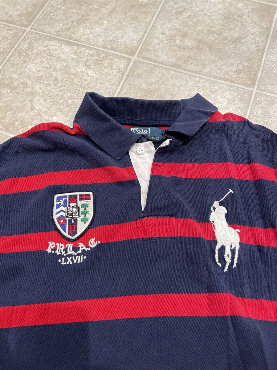 VINTAGE 90s Polo Ralph Lauren Rugby Shirt Big Pony Logo Shield