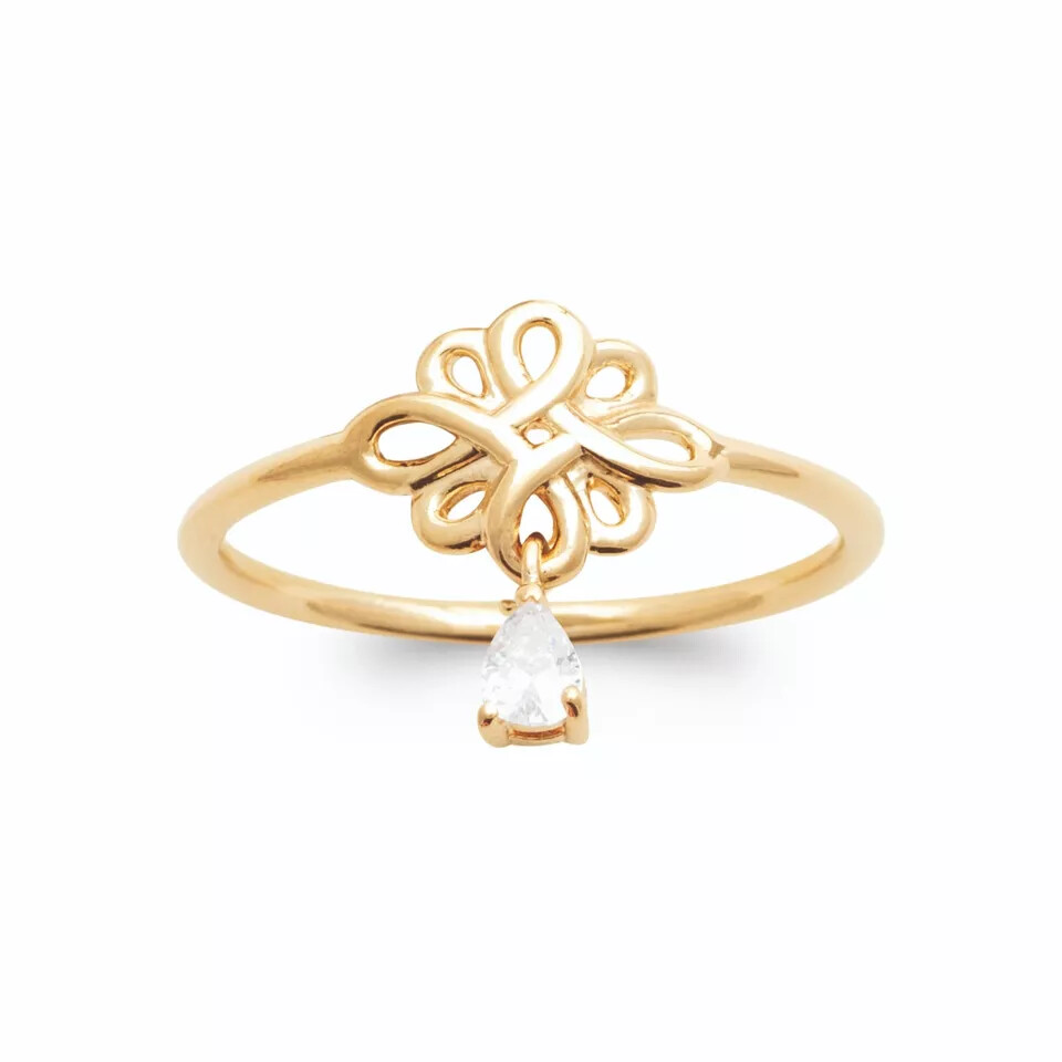 Bague cabochon zirconium et plaqué or ajouré pour sublimer vos tenues de soirée