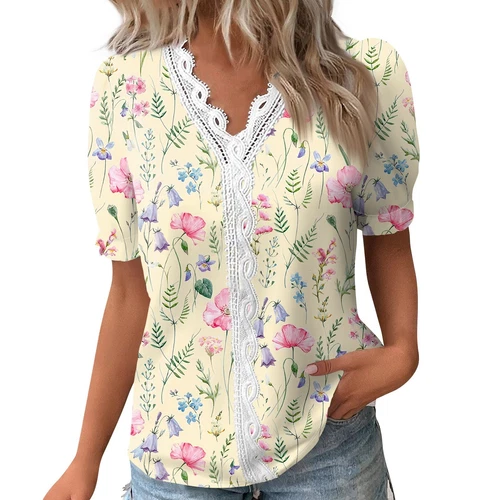 Womens Base Loose Short Pullover Summer Tops Sleeve V neck Ladies Shirt Blouse - Bild 24 von 64