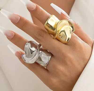 Chunky Ring Exaggerated Statement Large Wide Thick Abstract Oversized Big Modern