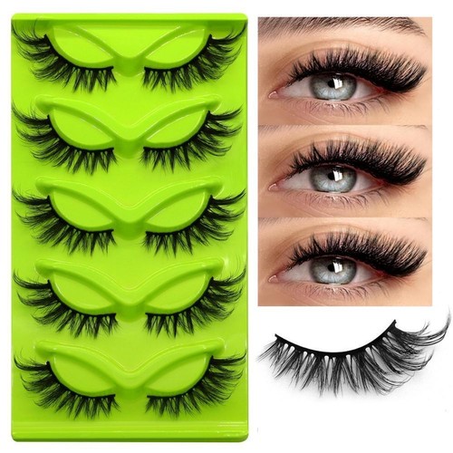 5 Pairs Cat Eye Lashes Faux Mink Eyelashes Winged End Elongated Eye New S2I7 - Foto 2 di 32