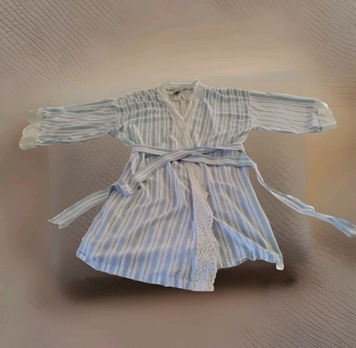 In Bloom by Jonquil Striped Robe XL Blue White Boudoir Cottagecore Short Summer