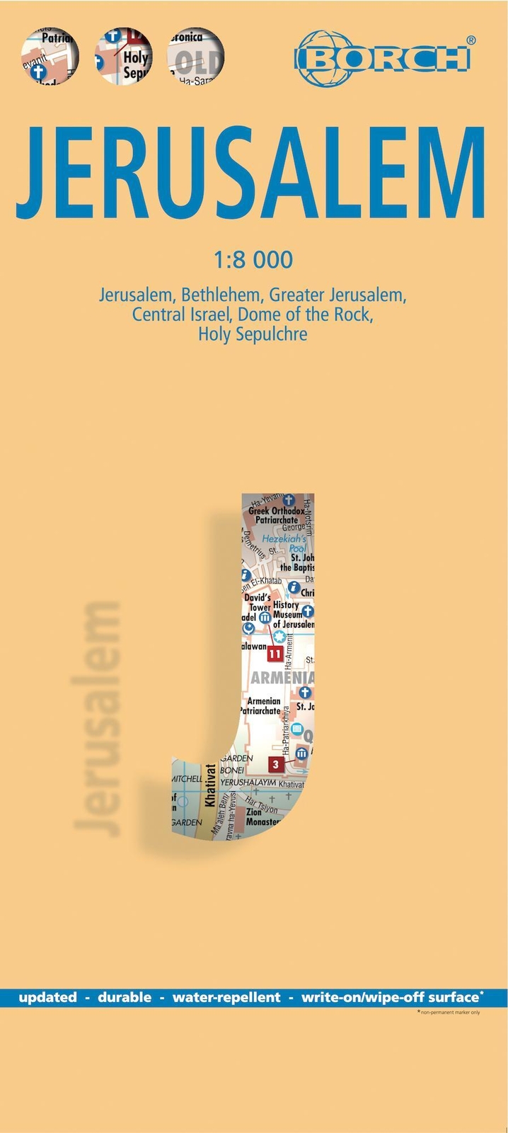 Thumbnail - Jerusalem 1 : 8 000 (land-)karte Borch Maps Laminierte Oberfläche 2 S.