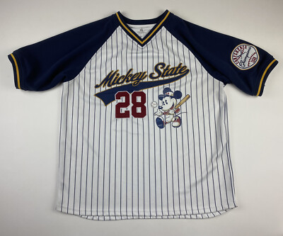 Mickey Mouse Baseball Jersey Disney Parks Mens L Mickey State 1928 Conference | eBay
