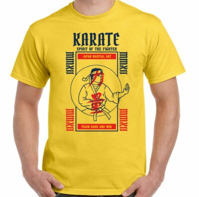 Karate T-Shirt Herren Kampfkunst Samurai MMA Katana Fitnessstudio Training Top Spirit 