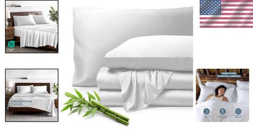 Luxury Twin XL Bamboo Rayon Sheet Set - Deep Pocket & Breathable Comfort - Picture 2 of 10