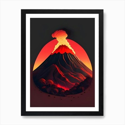 Vulkan bricht Kunstdruck gerahmt Wandbild Poster Leinwanddruck Bild