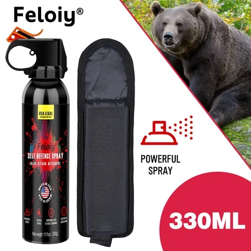 Feloiy Self Defence Spray w/ Holster Bear Attack Deterrent Legal Bear Spray 11oz