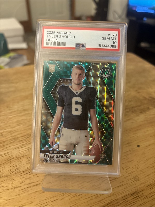 Panini 2025 Mosaic Tyler Shough Green Mosaic Prizm RC #273PSA 10 Saints