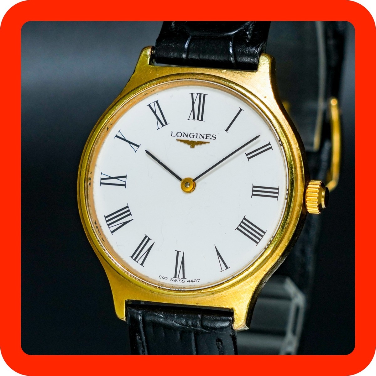LONGINES 腕時計 L4827 ゴールド Vintage LONGINES 4427.1 L.847.4 33mm Gold Round White Dial Manual