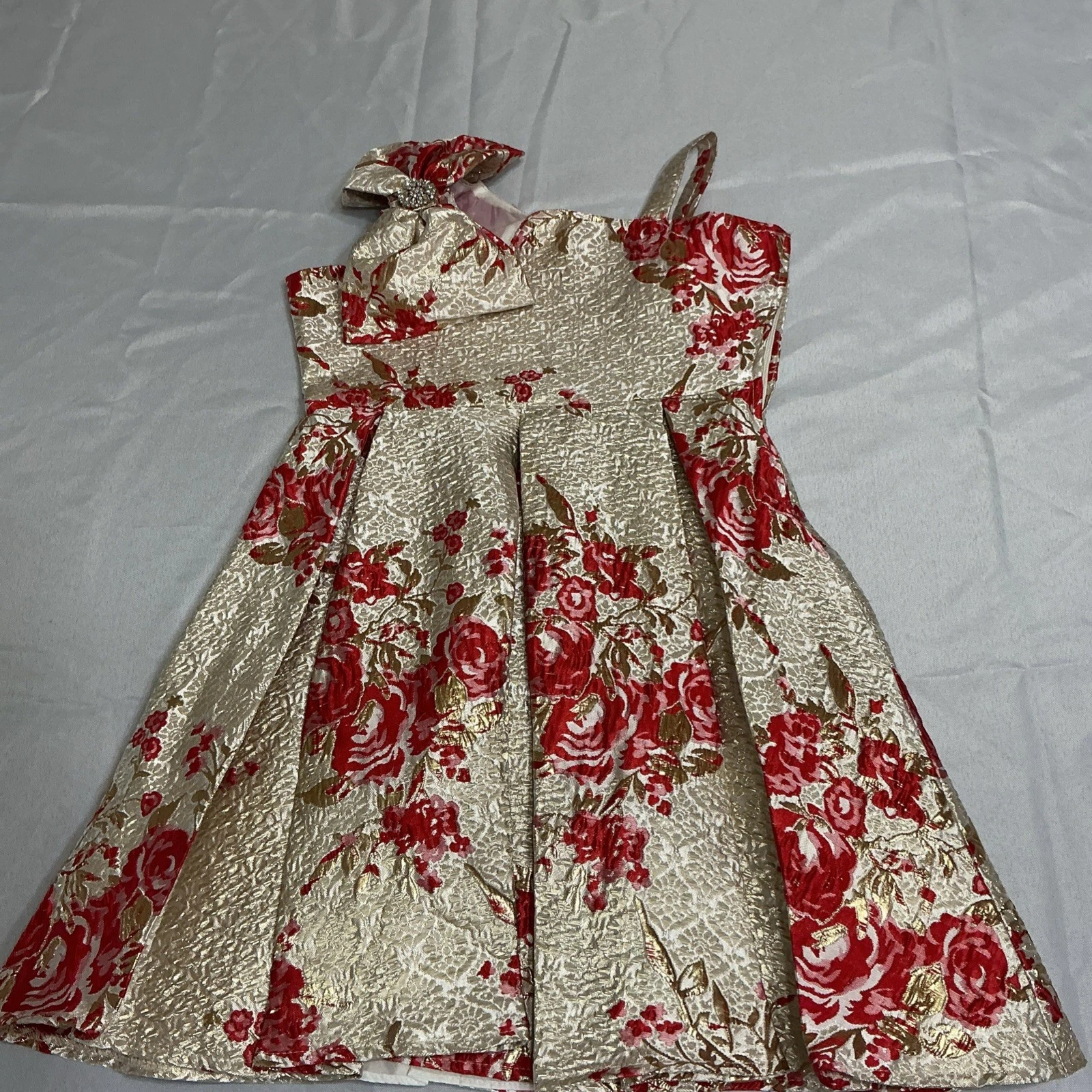 Girls Party Dress from Rare Editions --Beautiful-- (Gold & Red) size 12