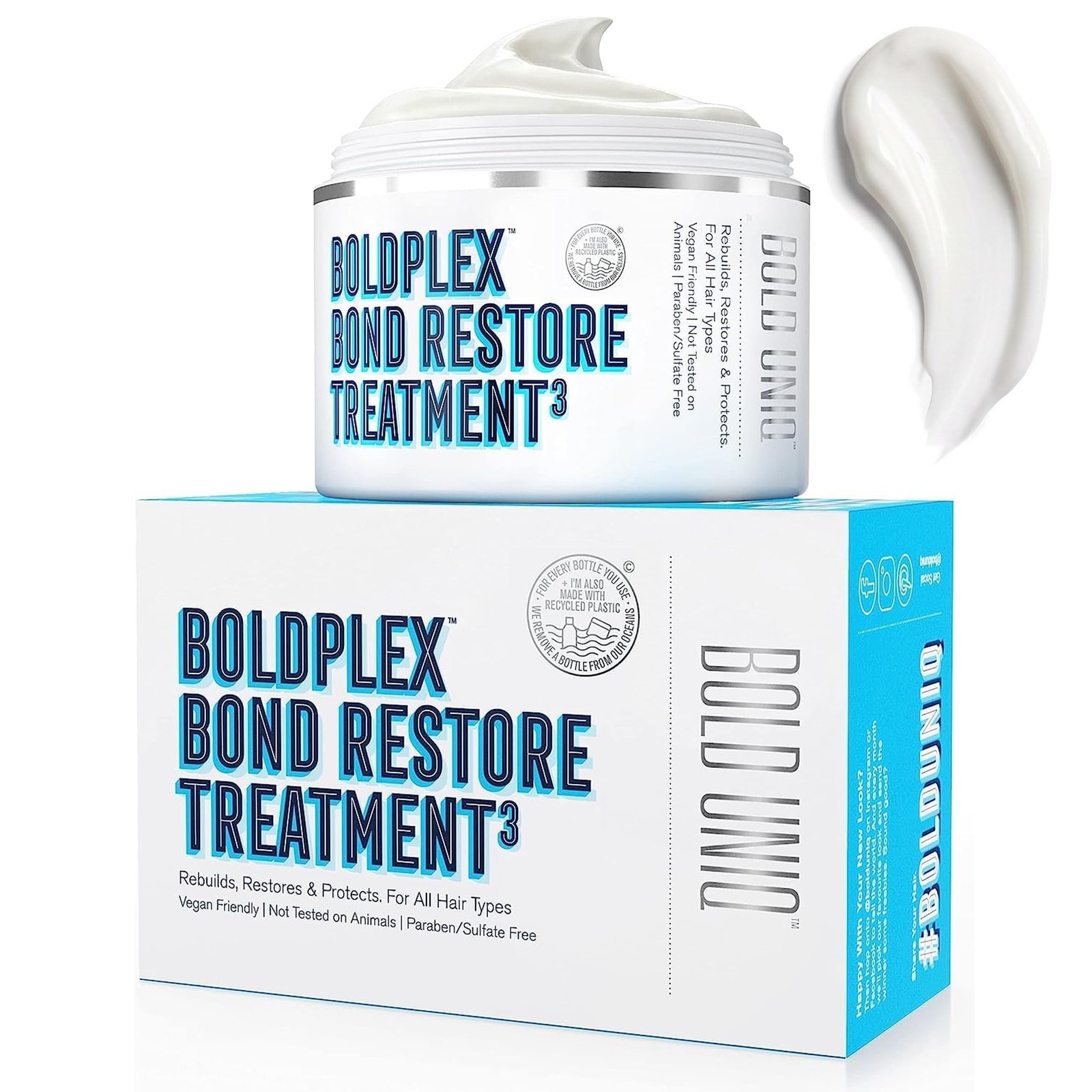 Bold Uniq Bold Plex No3 Bond Repair Hair Protein Treatment Mask For Dry Damaged Hair - Hydrating & Conditioning For Curly, Colored, Frizzy, Broken Or Bleached - Image 5