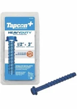 Tapcon Heavy Duty Blue Concrete Screw Anchors 1/2" x 4 inch #11420 10 Pack