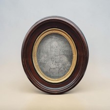 Antyczna wiktoriańska owalna ramka na zdjęcia z orzecha włoskiego głęboki zestaw oryginalne szkło 12x9