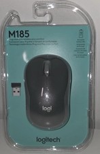 Logitech M185 Wireless USB Optical Mouse Gray Scroll Wheel 3 Buttons