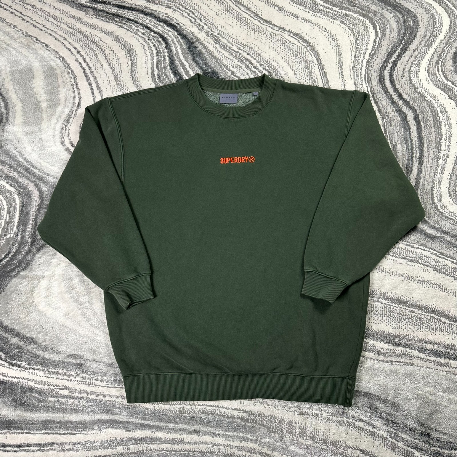 VTG Superdry Dark Green Embroidered Logo Size XL Crewneck Sportswear Sweatshirt