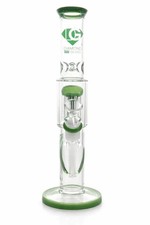 Diamond Glass Water Pipe 11" | 6-Arm Perc | Green Accent | FREE Shipping