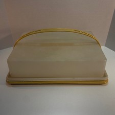 Vintage Tupperware Harvest Gold Sheet Cake Carrier Rectangular Handle Yellow