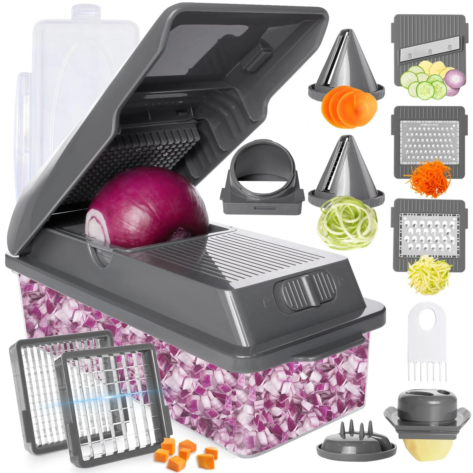 Professional Multifunctional Vegetable Chopper Pro Food Chopper with Food Sto...
