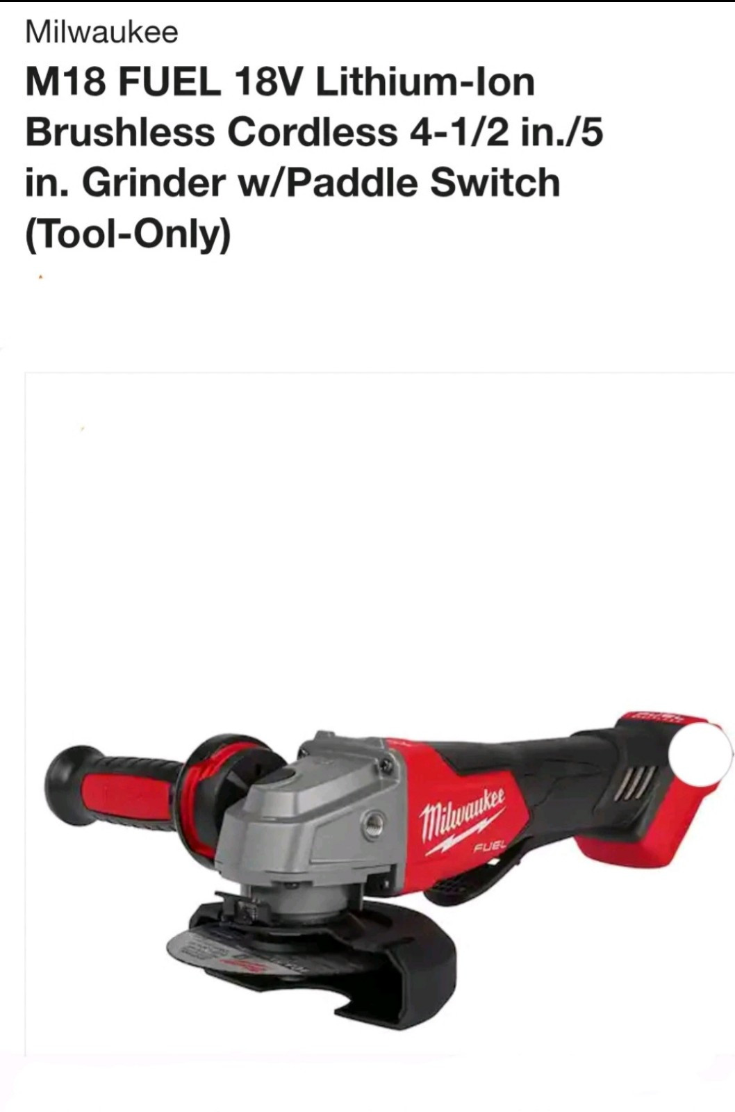 MilwaukeeM18 FUEL 18V Lithium-Ion Brushless Cordless 4-1/2 in./5 in. Grinder