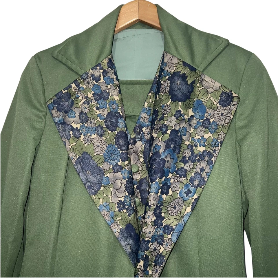 Auténtico Traje Discoteca Vintage Ancho Acampanado Campana Parte Inferior 3 Piezas Patrón Mixto XS Foto 4 de 4