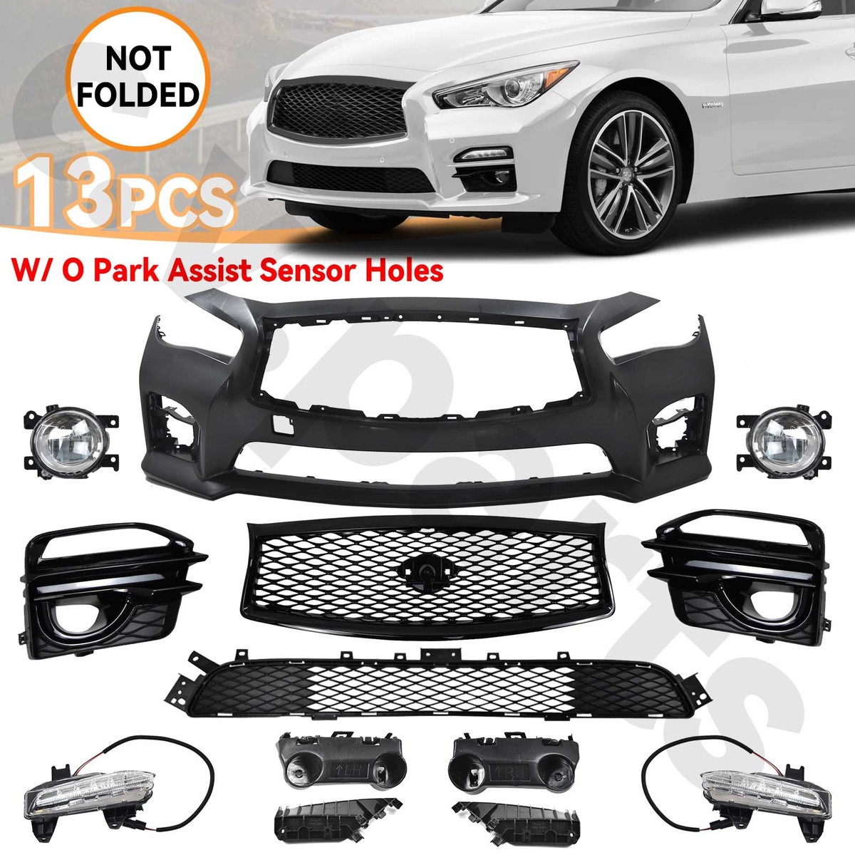For Infiniti Q50 Sport 2014-2017 Front Bumper Cover/Bracket