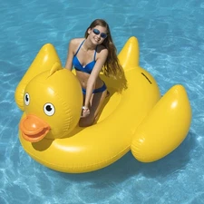 Inflatable Giant Ride-On Lucky Ducky Swimming Pool Float- 76"