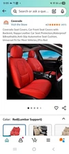 NEW Coverado Luxury Faux Leather Seat Covers, Universal Fit for Most Cars, Red