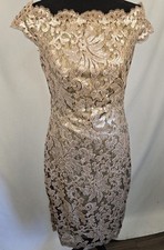 Tadashi Shoji Womens Dress 6 Odette Off Shoulder Floral Lace Wedding Holiday