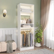 Freestanding Closet Organizer System with Hanging Rods & Shelves, Garment Rack