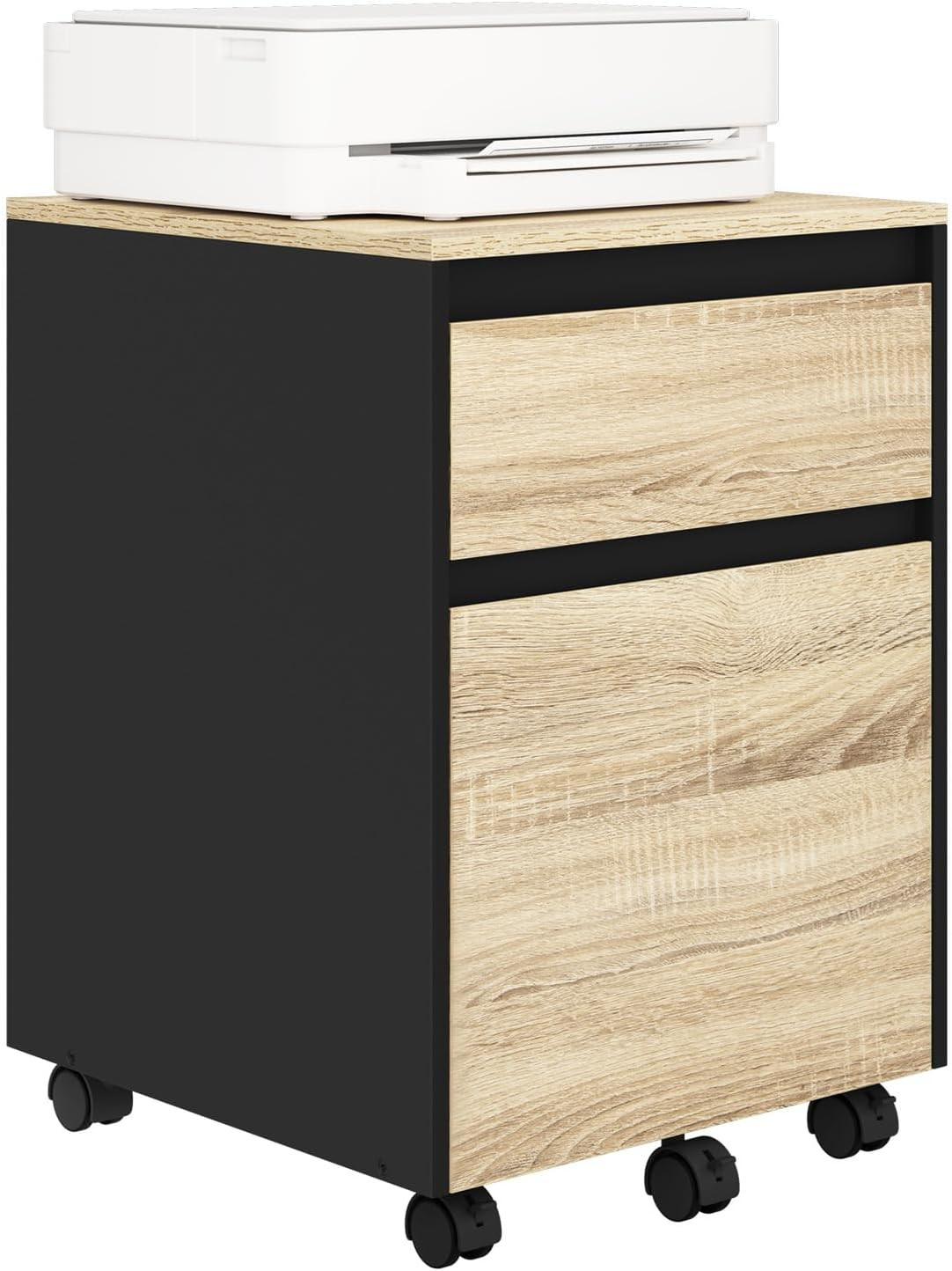 Caisson de bureau 2 tiroirs meuble de rangement sous bureau armoire dossiers suspendus