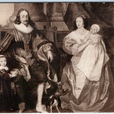 c1900s England Royal Family Portrait King Queen Children Crown Painting A344