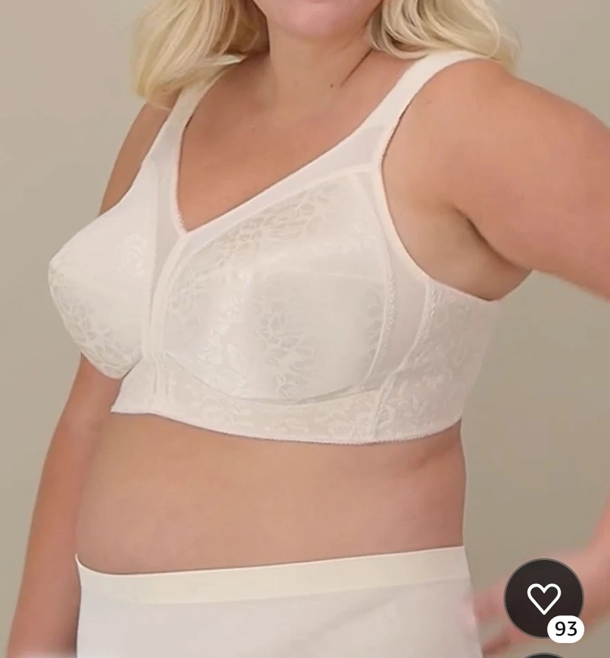 Sujetador 42H, Playtex 18 Hour Style 4693 Sin Alambres, 4 Columnas Ganchos Traseros, Blanco, NUEVO Foto 2 de 4