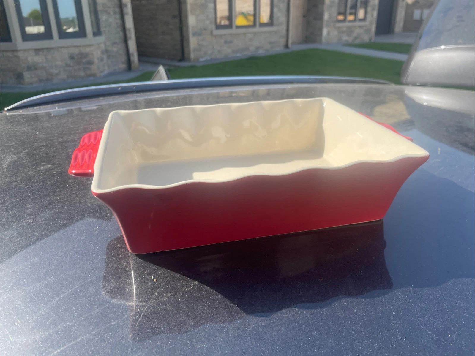 Vintage Red Laura Ashley Large Pie Dish Casserole Baking Pot